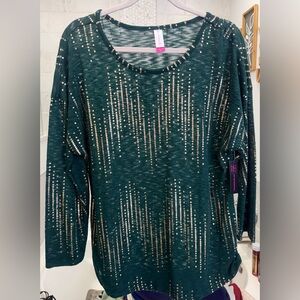 No Boundaries Green and Gold Sequin Long Sleeve Top